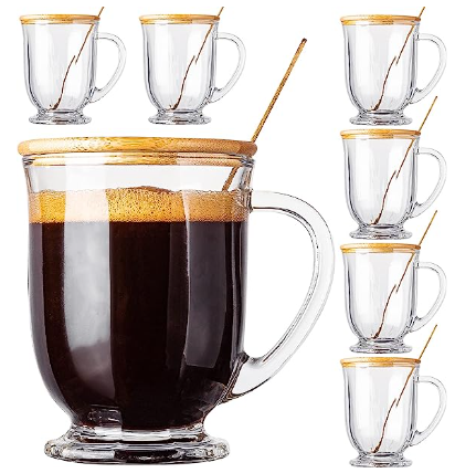 Claplante Glass Coffee Mugs Set of 6