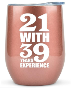 60th Birthday Gifts for Women – 12oz Wine Tumbler Mug – Unique Gift for Her 